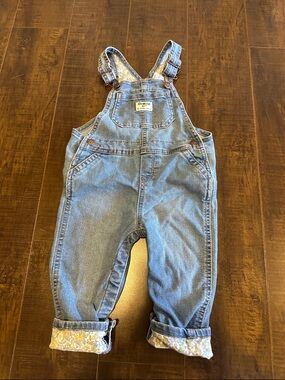 OshKosh B'gosh Light Blue Denim Kids Overalls with Floral Cuffs